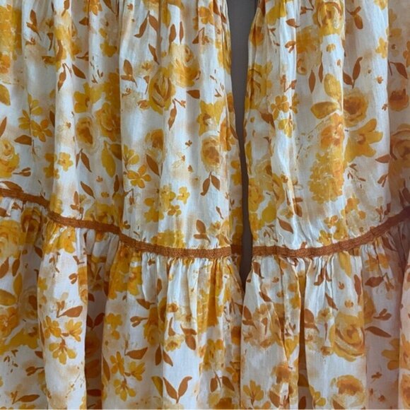 Unknown Brand Hippie Boho Wide Leg Flare Yellow Floral Pants Child Size 12-13 - Picture 3 of 7